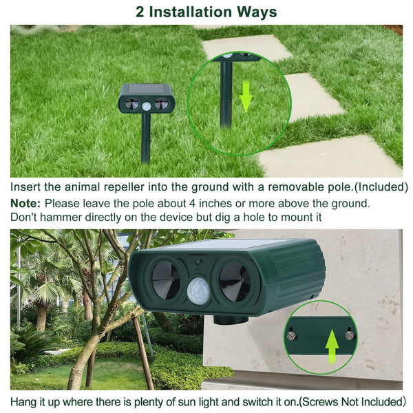 Solar Powered Motion Sensor Animal Repellent