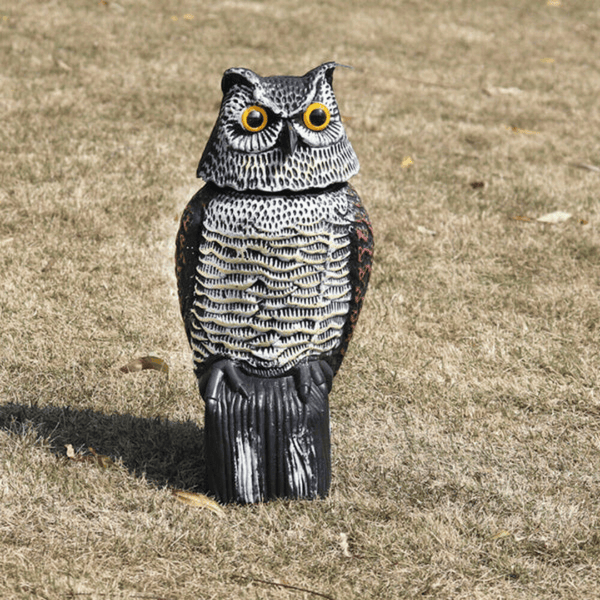 360° Rotating Owl Bird Deterrent with Sound – Outdoor Predator Decoy