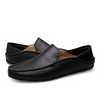 Black Breathable Lightweight Leather Loafers