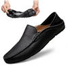 Black Breathable Lightweight Leather Loafers