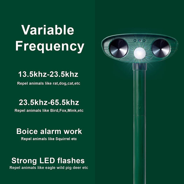 Upgraded Ultrasonic Solar Animal Repeller