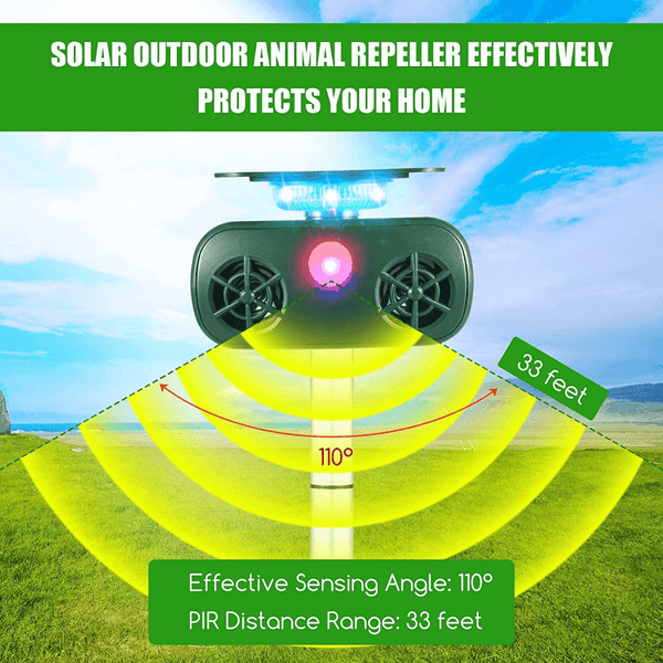 Outdoor Ultrasonic Solar Powered Animal Repeller
