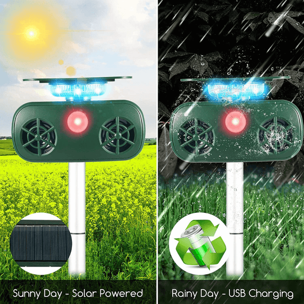 Outdoor Ultrasonic Solar Powered Animal Repeller