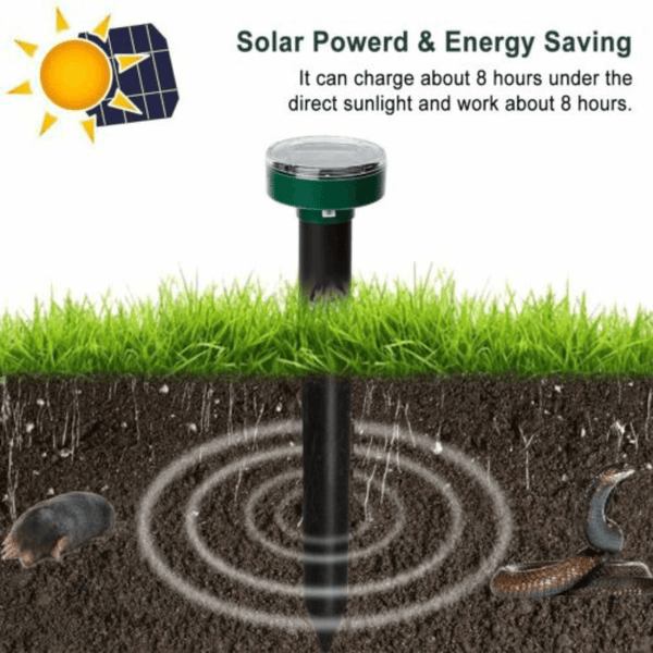 4Pcs Solar Mole Repeller Ultrasonic Gopher Ground